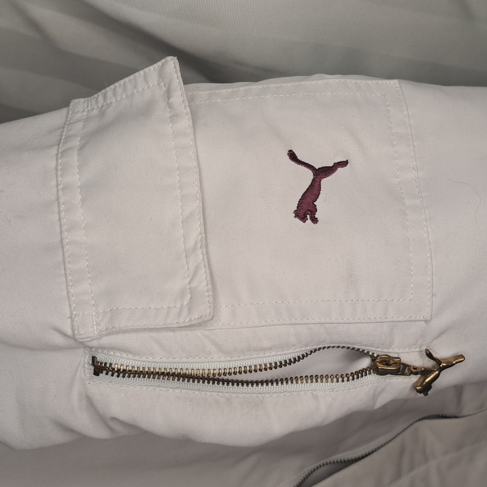 White Puma Jacket with Pink Lining and Faux Fur Trim Size Small - Picture 3 of 9